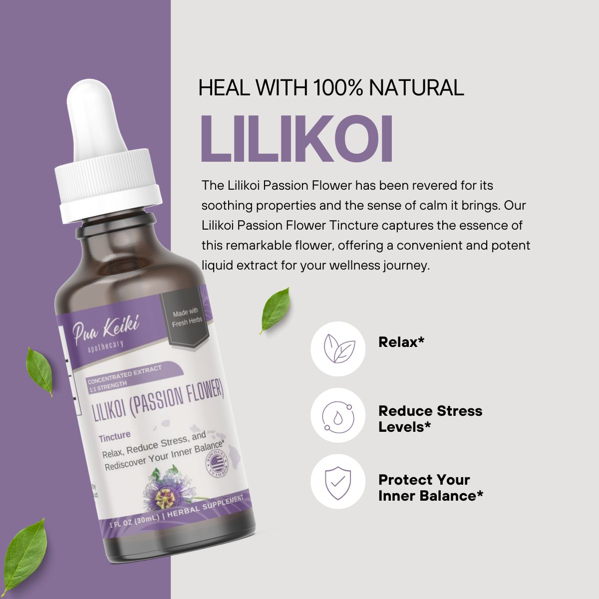 Lilikoi Passion Flower Tincture Pua Keiki